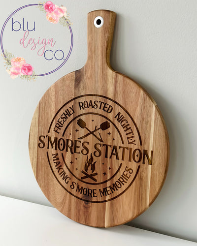 S’mores Station Round Acacia Serving Board