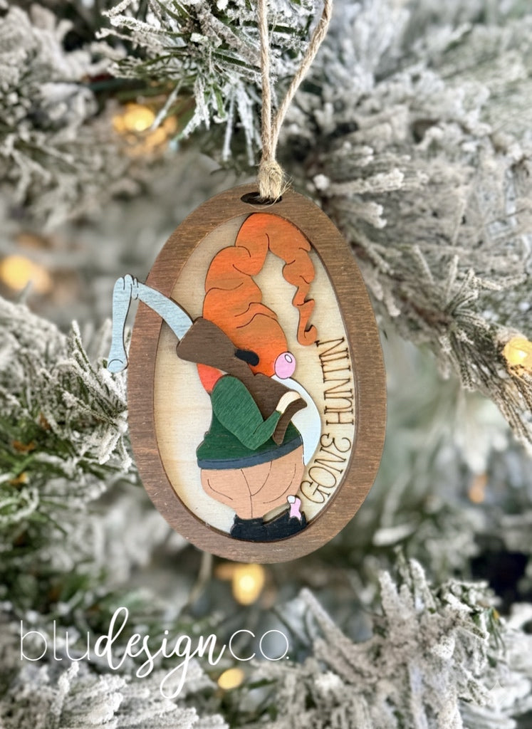 Gnome Gone Huntin' Ornament