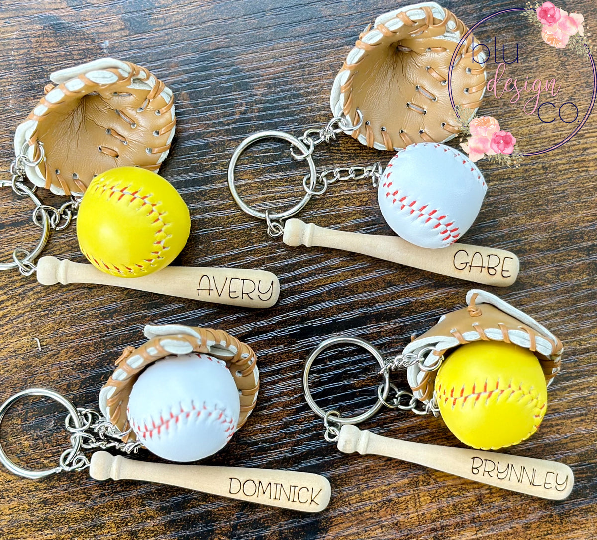 Personalized Baseball / Softball Keychain Blu Design Company
