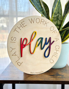 Wooden PLAY signs