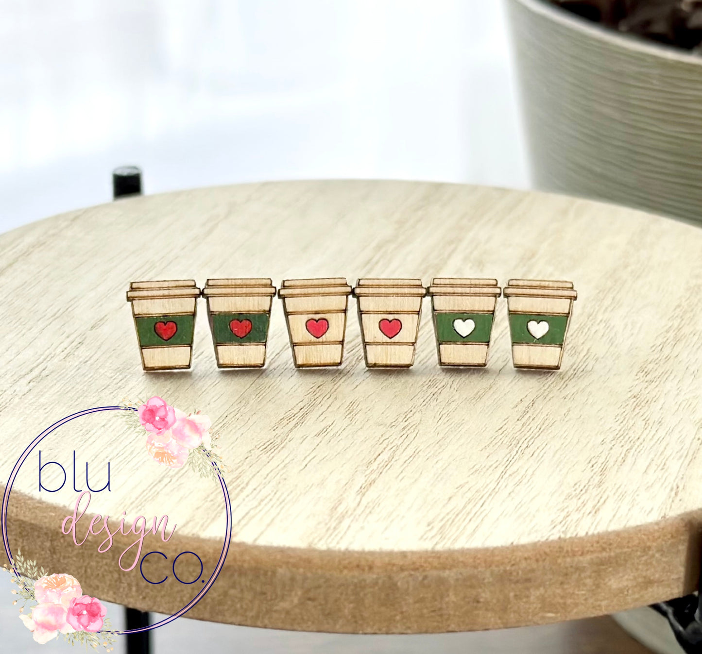 Wood Coffee Cup Studs