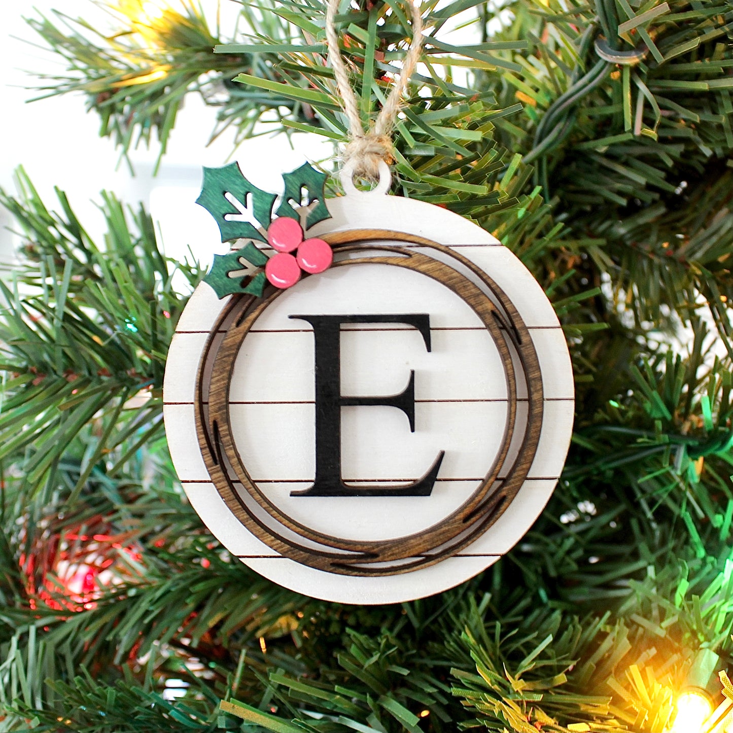 Shiplap Initial Ornament