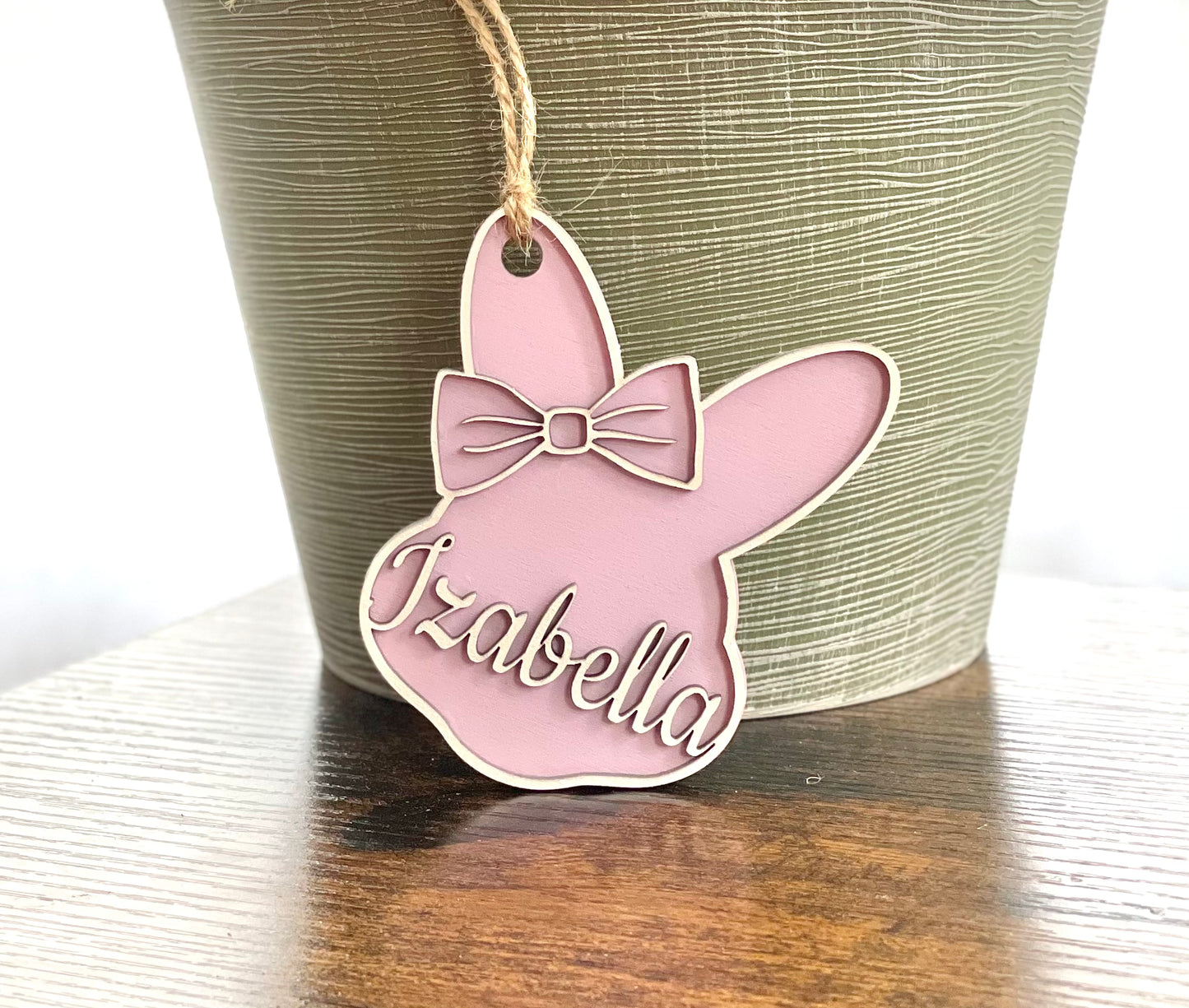 Custom Bunny Layered Easter Basket Tags