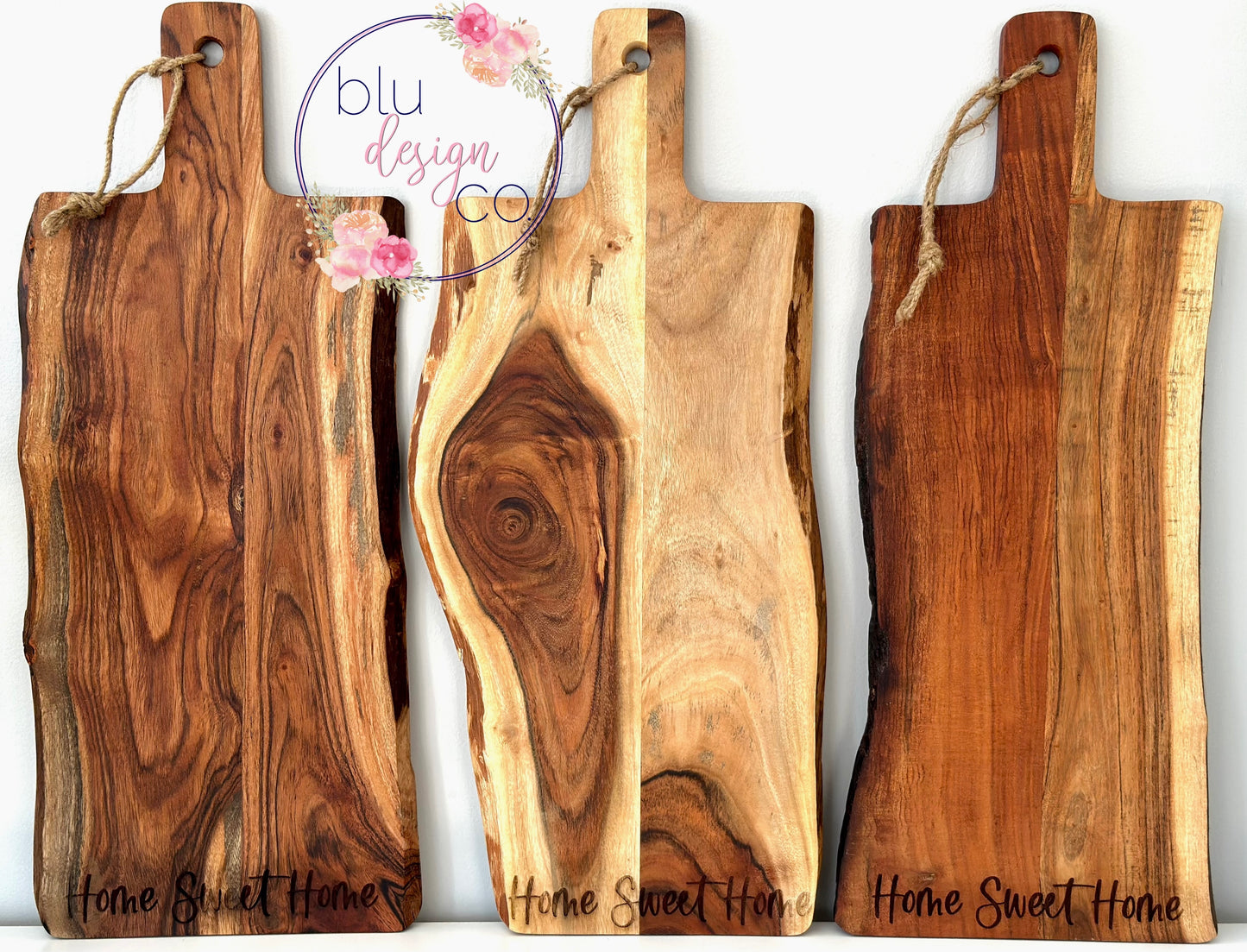 XL Acacia Wood Charcuterie Board - Home Sweet Home