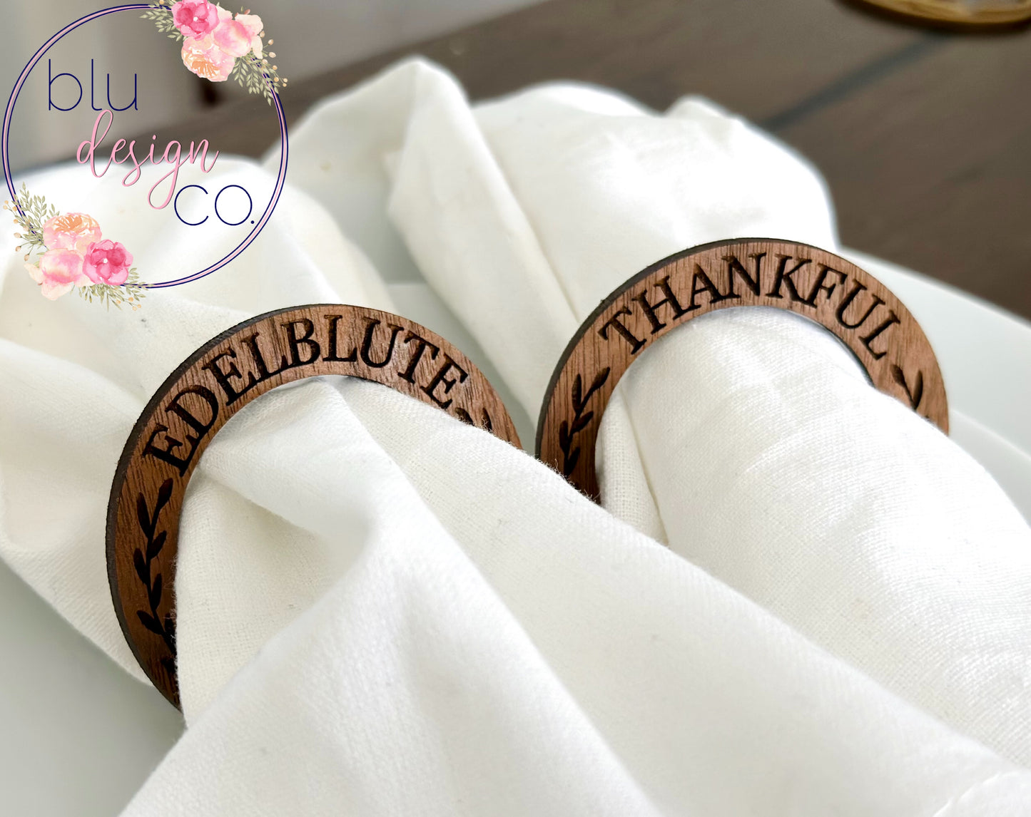 Custom Walnut Wood Napkin Rings