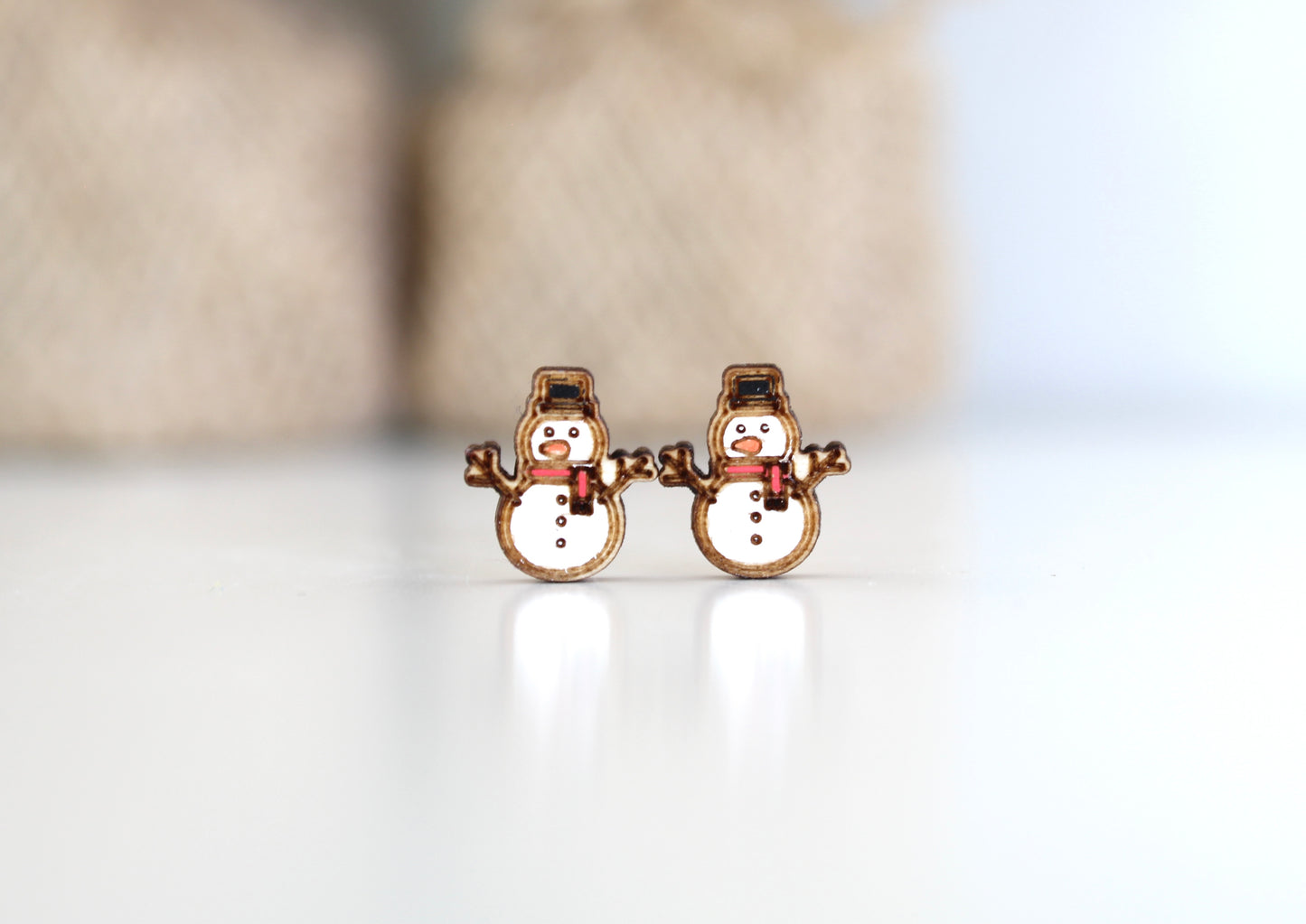 Snowman Wooden Studs