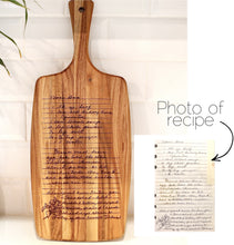 Load image into Gallery viewer, Acacia Wood Handwritten Recipe Cutting Board