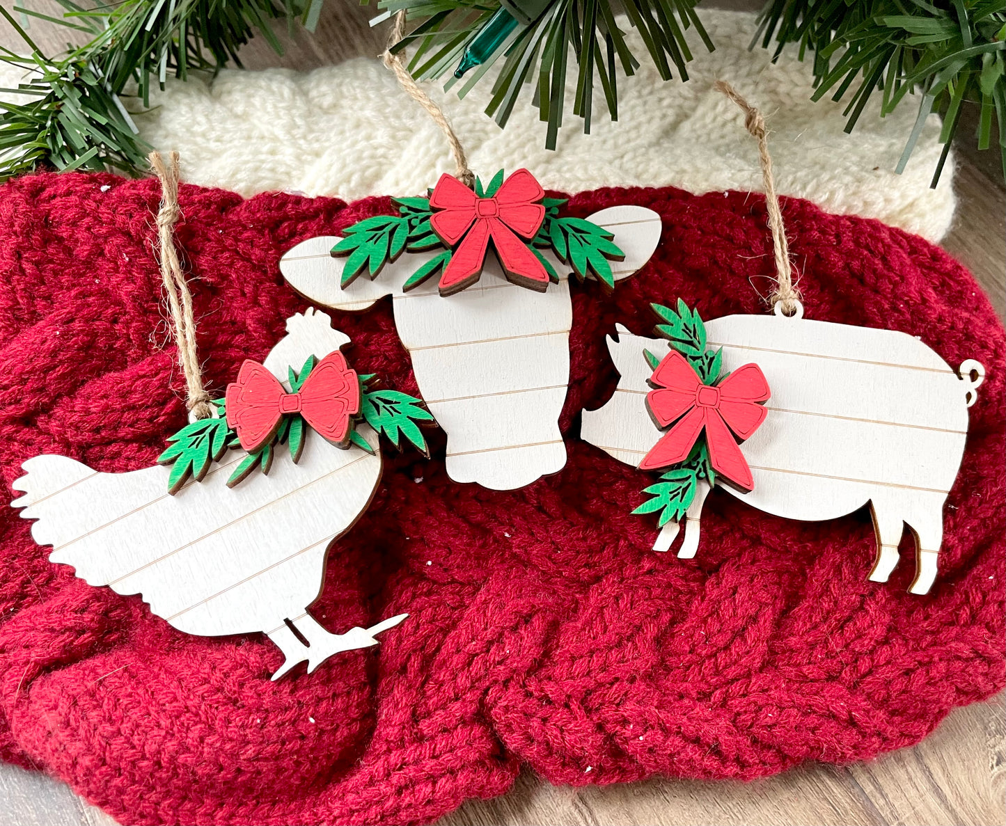Shiplap Farm Animal Ornaments