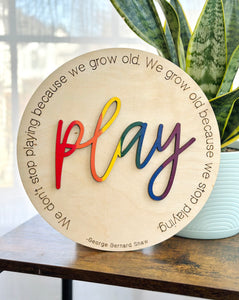 Wooden PLAY signs
