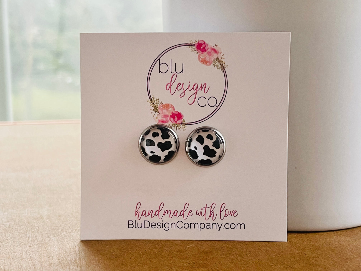 Cow Print Glass Studs