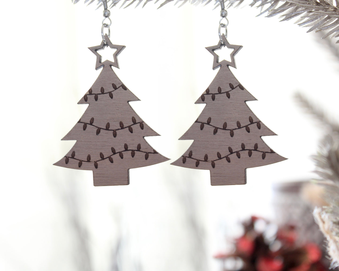 Walnut Wood Tree Earrings