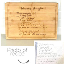 Load image into Gallery viewer, Large Bamboo Hand Written Recipe Cutting Board