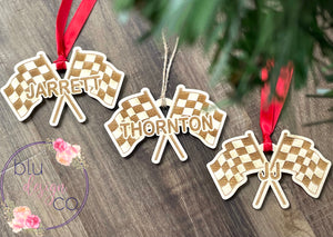 Personalized Checkered Flag Ornament