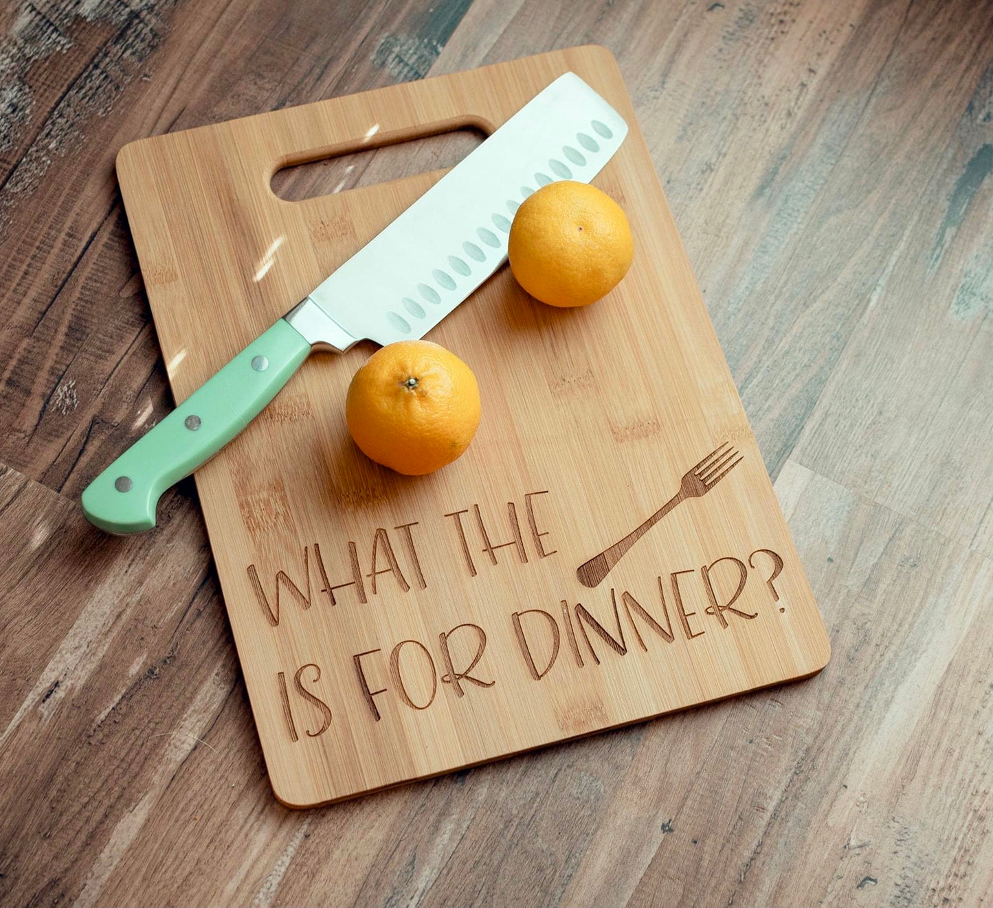 What the Fork is For Dinner? Bamboo Cutting Board