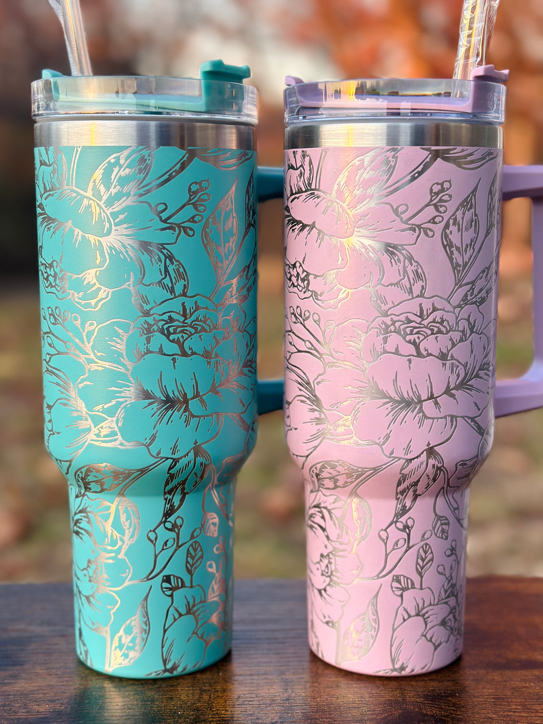 Peony Flower Full Wrap 40oz Cup - 14 Colors Available