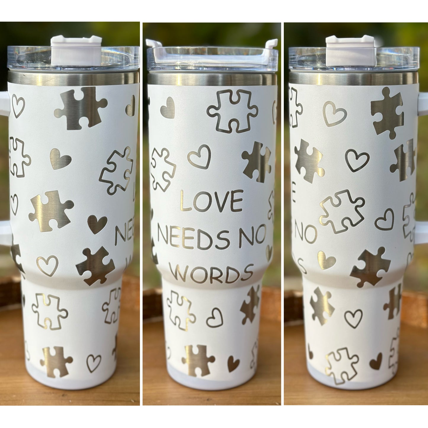 Love Needs No Words Autism Full Wrap 40oz Cup - 14 Colors Available