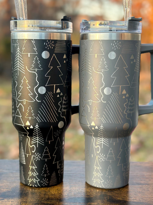 Christmas Tree Full Wrap 40oz Cup - 14 Colors Available