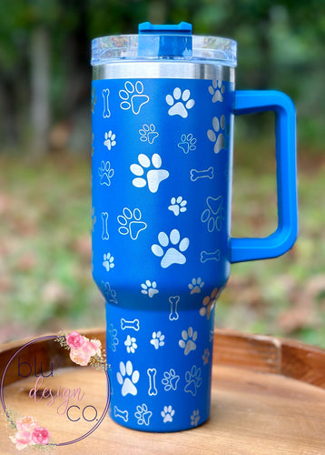 Paw Print Full Wrap 40oz Cup - 14 Colors Available