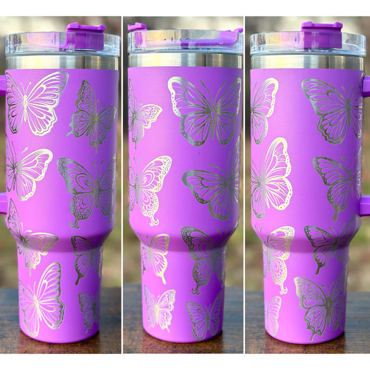 Butterfly Full Wrap 40oz Cup - 14 Colors Available