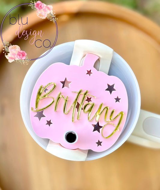 Acrylic Star Pumpkin Name Topper for Stanley H2.0 30oz 40oz or 40oz dupe cup