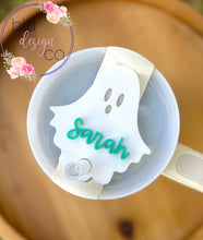 Load image into Gallery viewer, Acrylic Ghost Name Topper for Stanley H2.0 30oz 40oz or 40oz dupe cup