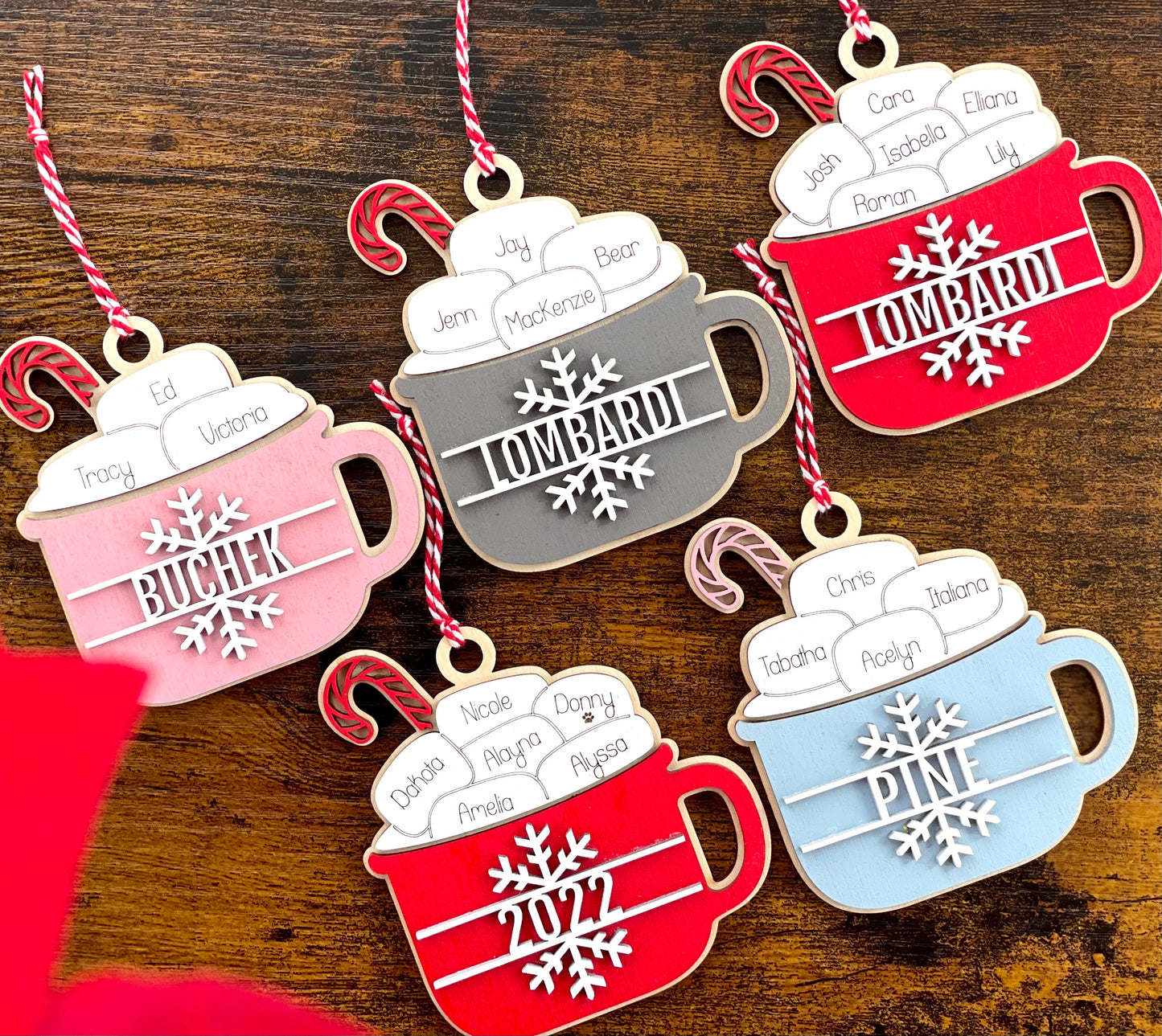 Hot Cocoa Family Mug Ornament, 1-6 Names