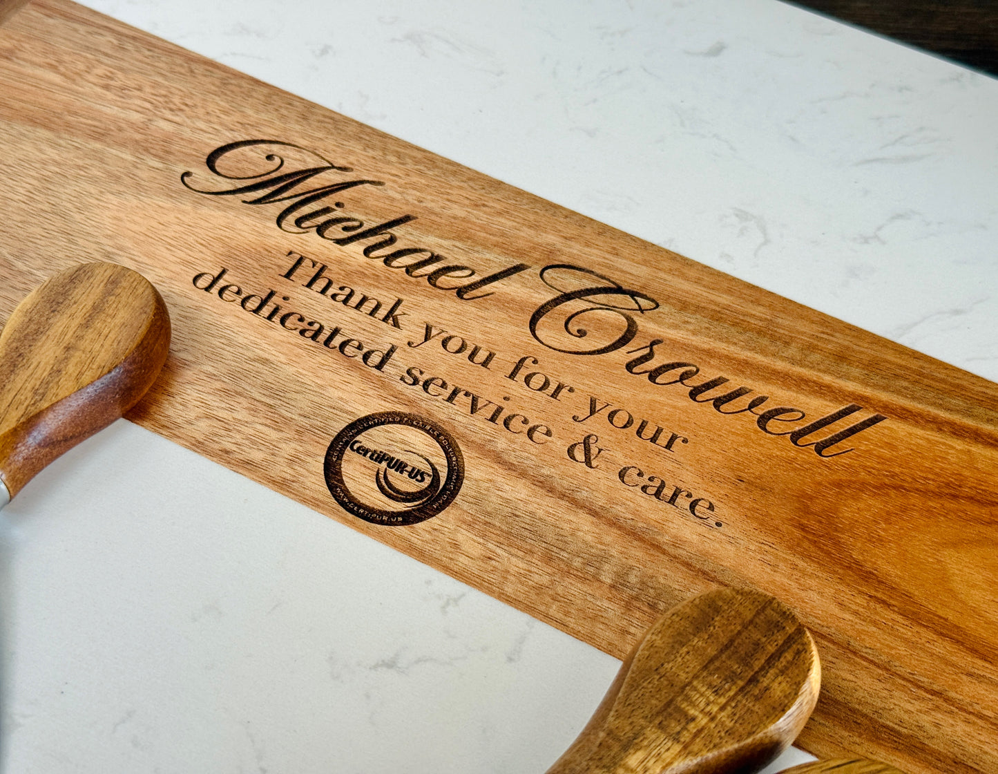 Custom Marble & Acacia Charcuterie Board Set