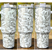 Load image into Gallery viewer, PERSONALIZED Peony Flower Full Wrap 40oz Cup - 14 Colors Available