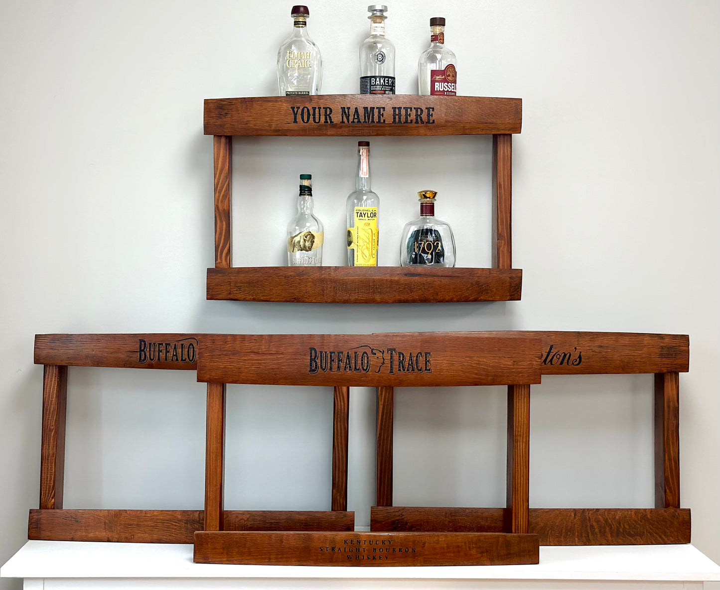Custom Whiskey Stave Display Shelf