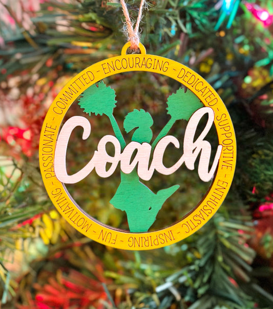 Cheer Coach Ornament - Custom Colors!