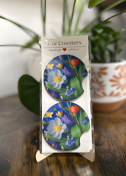 Coaster - Flowers and Leaves - Blue Background 1.jpg