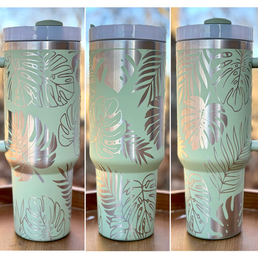 Monstera Leaf Full Wrap 40oz Cup - 14 Colors Available