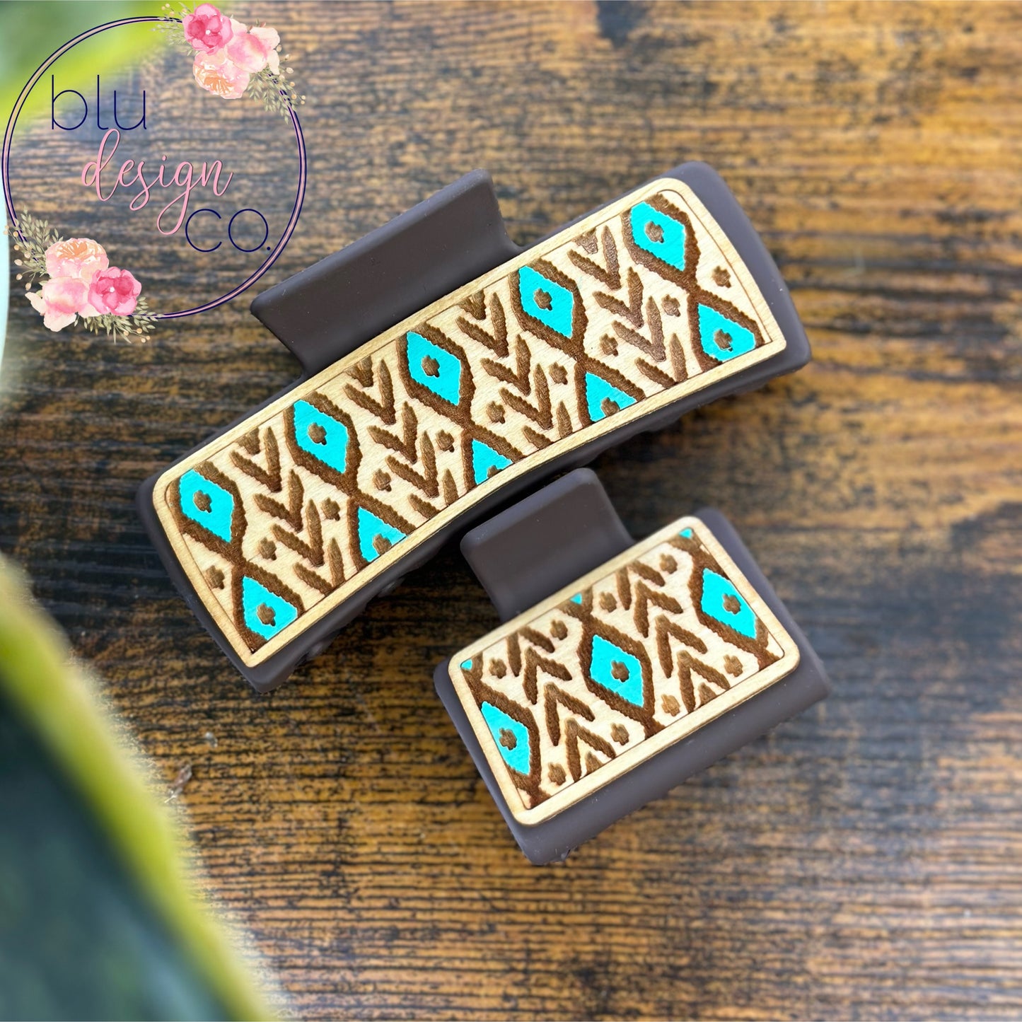 Aztec Engraved Claw Hair Clip