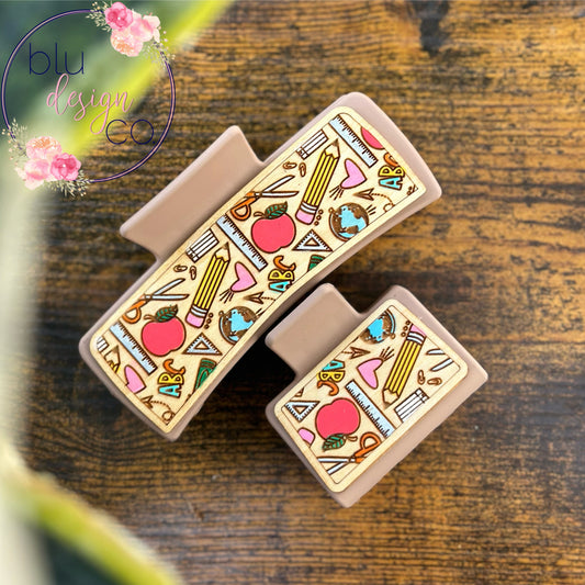 School Themed Engraved Claw Hair Clip