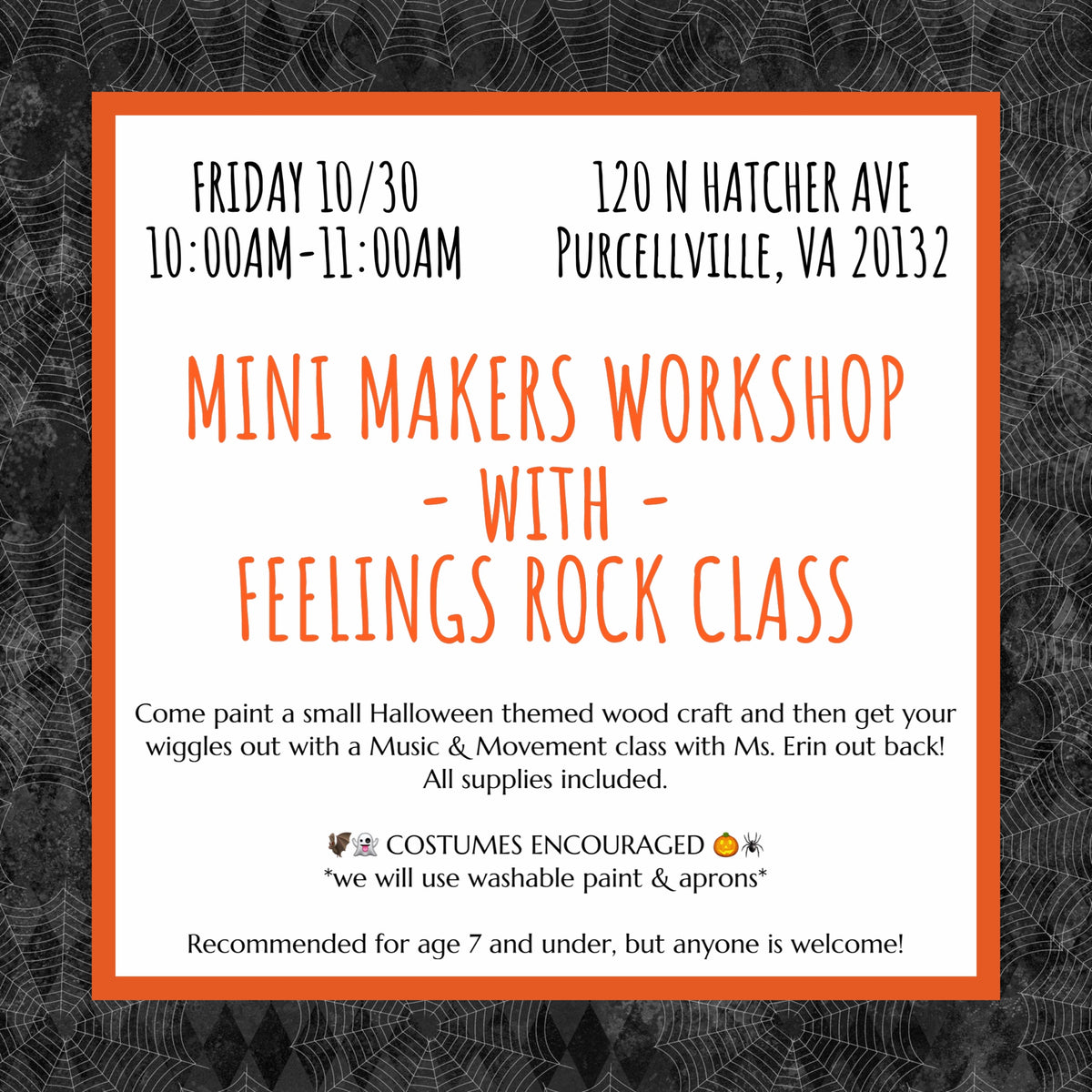 Mini Makers Workshop & Feelings Rock Class - 10/30
