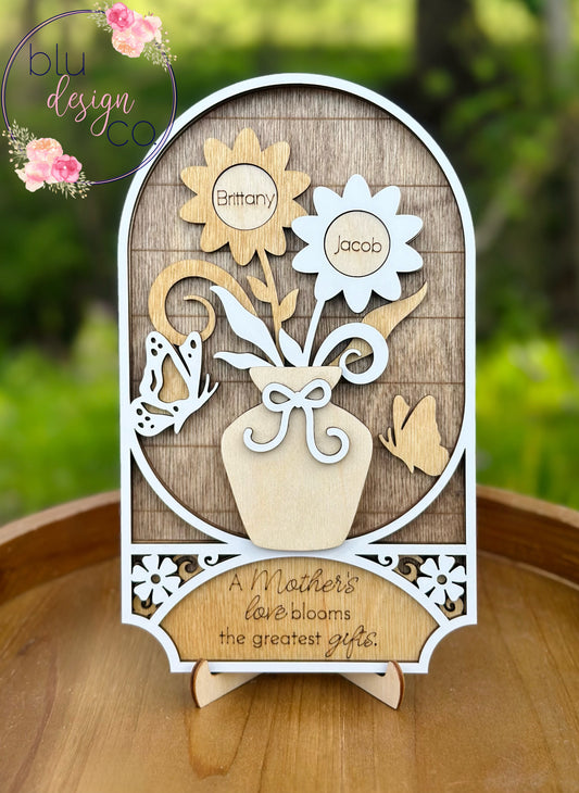 Custom Family Flower Vase Sign