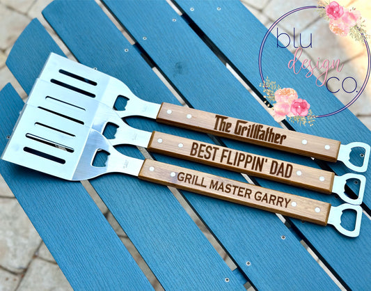Custom Engraved BBQ Spatula w/ Bottle Opener