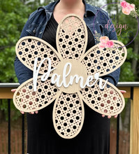 Load image into Gallery viewer, Rattan Daisy Wall Name Sign