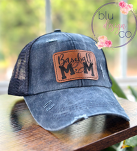 Load image into Gallery viewer, Baseball Mom Ponytail Hat