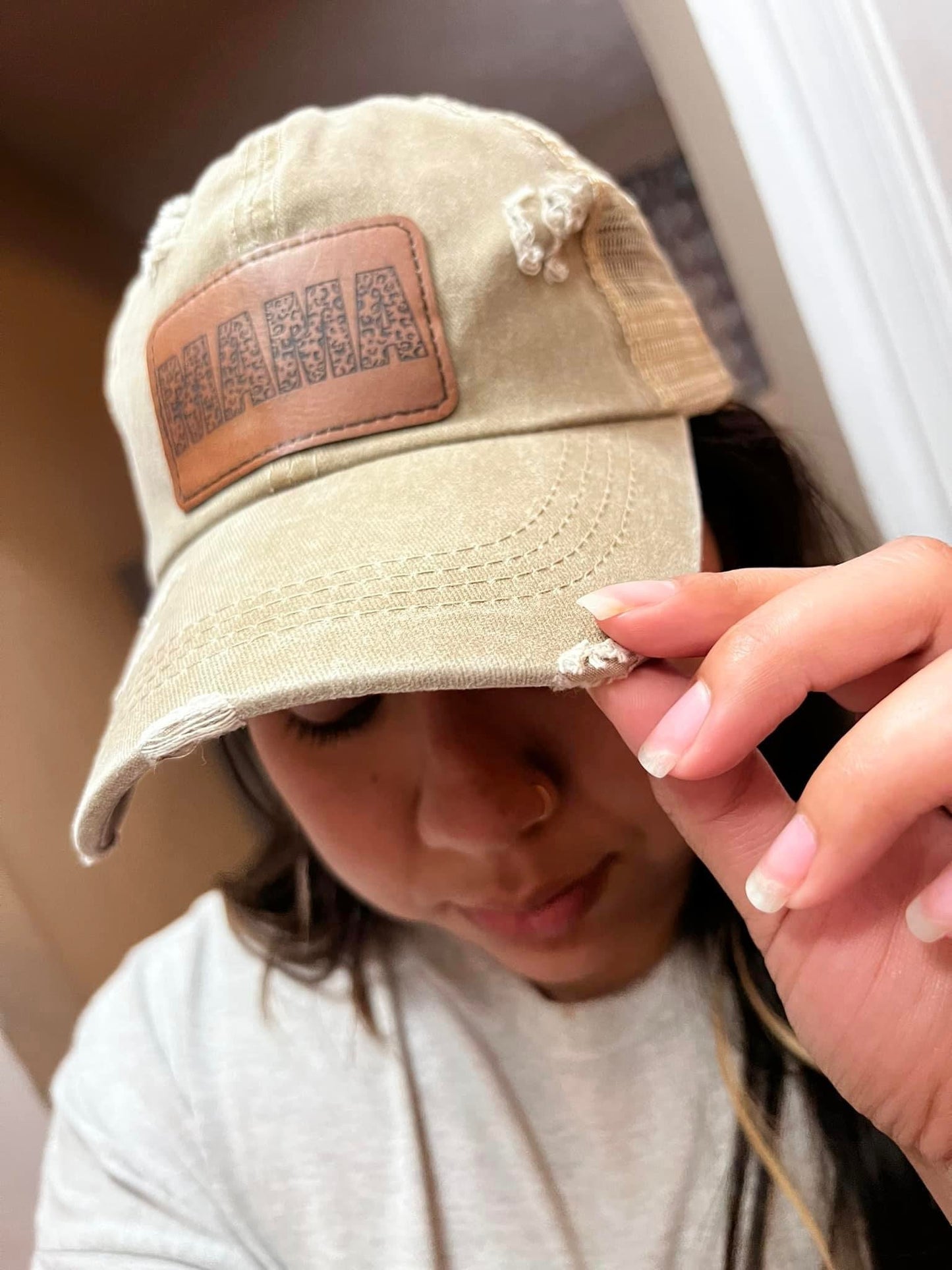 Leopard Filled Mama Ponytail Hat