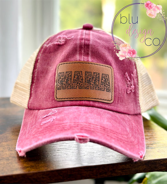 Leopard Filled Mama Ponytail Hat
