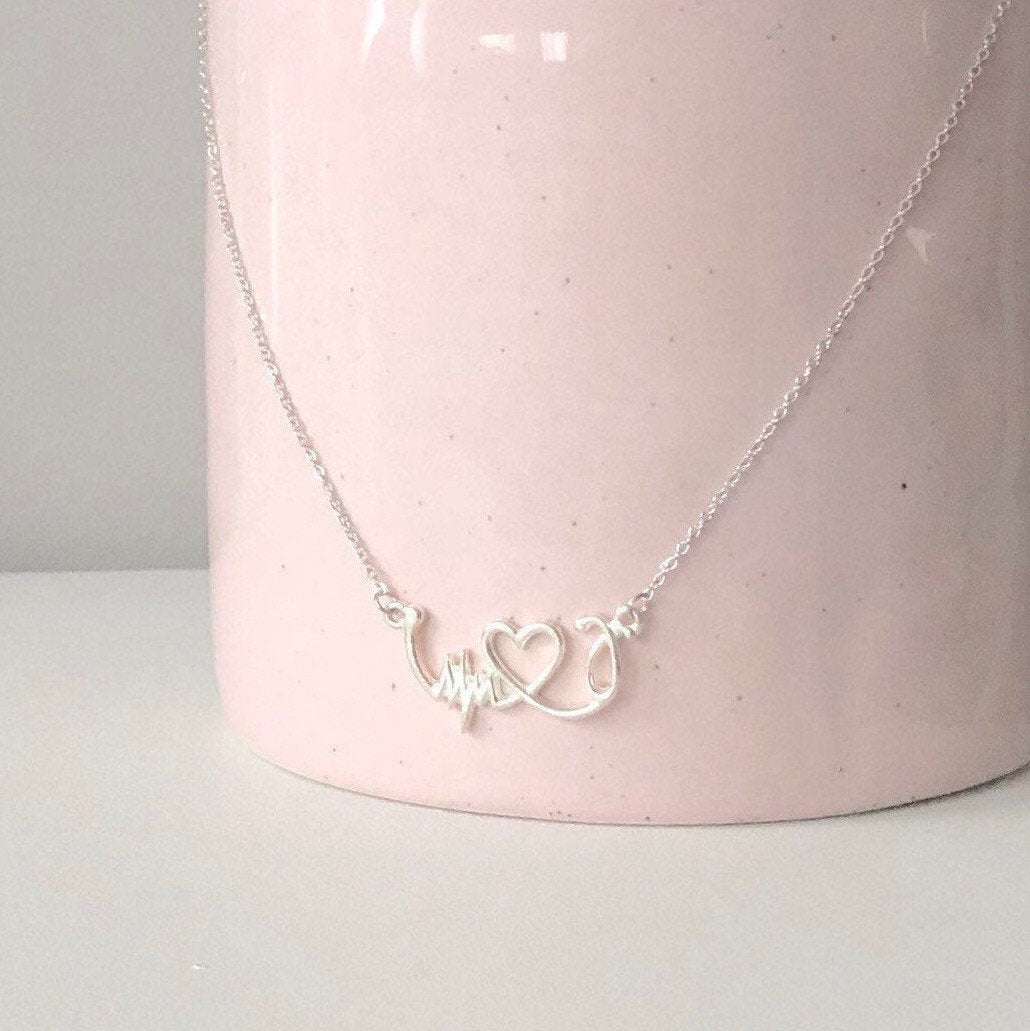Heart Beat Stethoscope Nurse Necklace