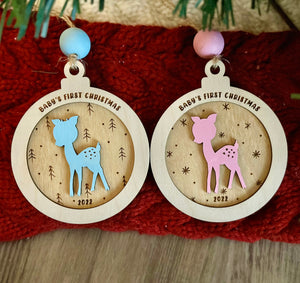 Personalized Baby’s First Christmas Baby Deer Ornament