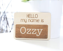 Load image into Gallery viewer, Personalized Baby Wood Name Tag Sign
