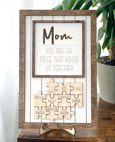 Custom Puzzle Piece Mom Sign