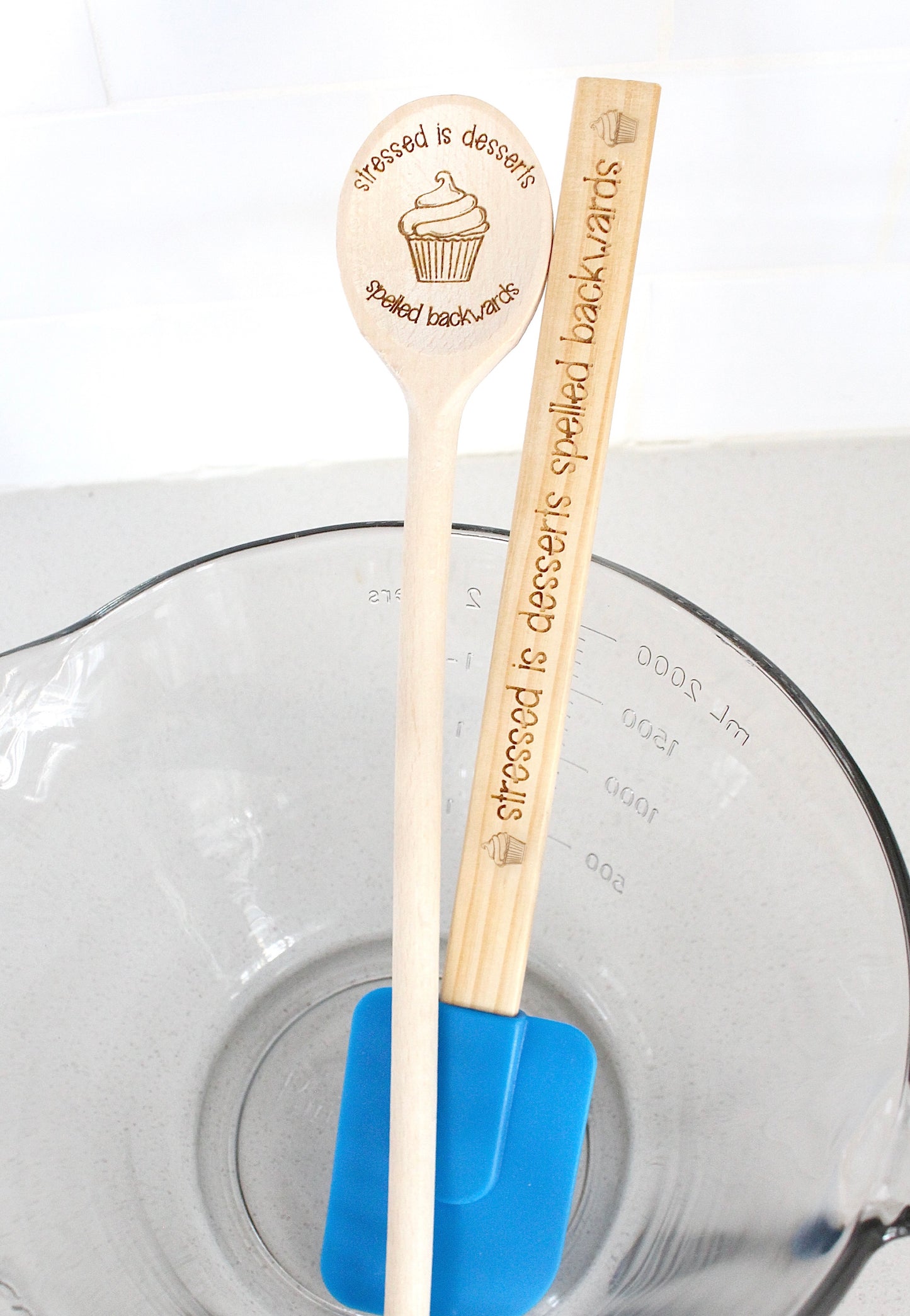 Stressed Is Desserts Spelled Backwards Wood Spoon/ Spatula Set