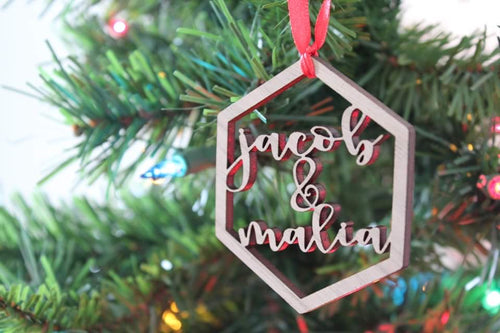 Personalized Cut Out Walnut Wood Ornament