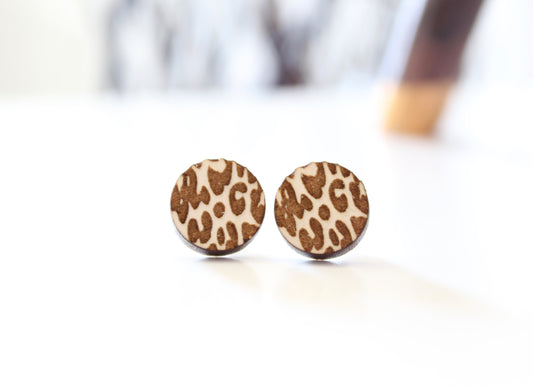 Leopard Wood Studs