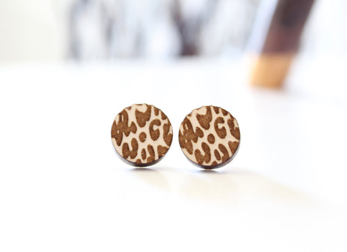 Leopard Wood Studs