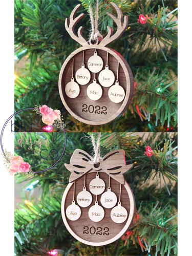 Layered Family Ornament; 1-10 names
